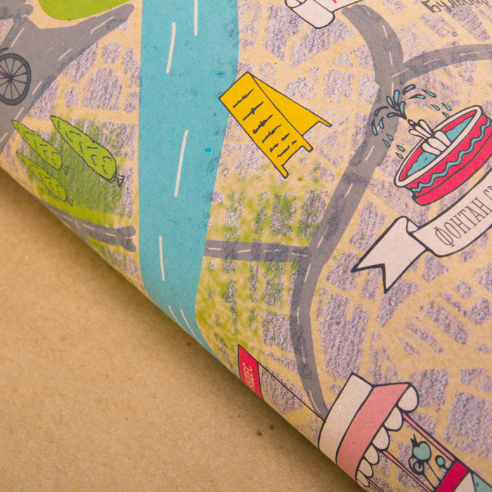 Бумага упаковочная крафтовая «Карта», 50 × 70 см