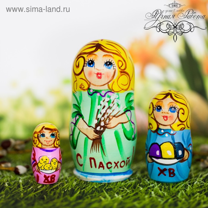 

Матрёшка 3-х кукольная «Пасхальный ангел», 11 см