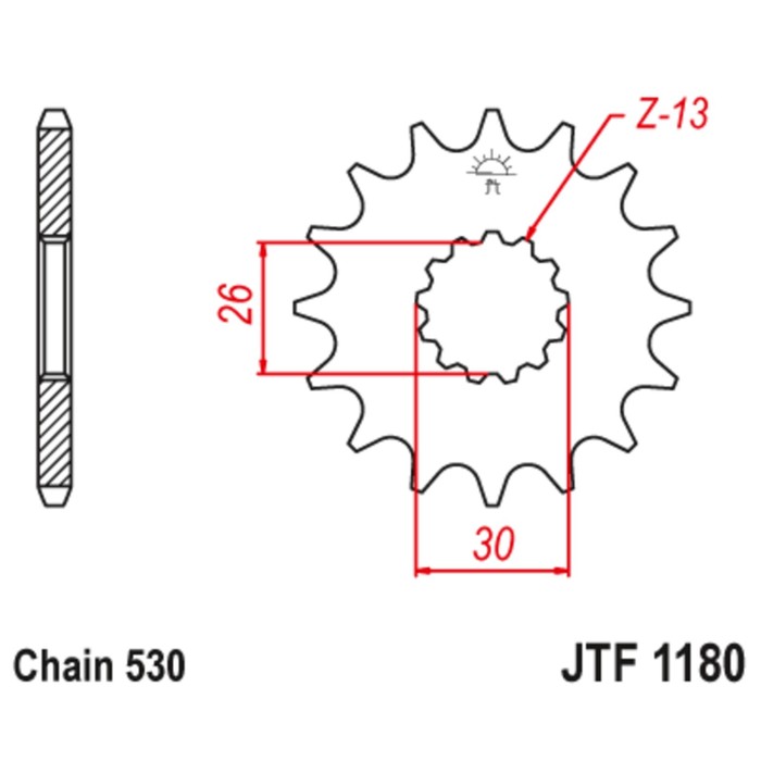 

Звезда ведущая JT sprockets JTF1180-18, цепь 530, 18 зубьев