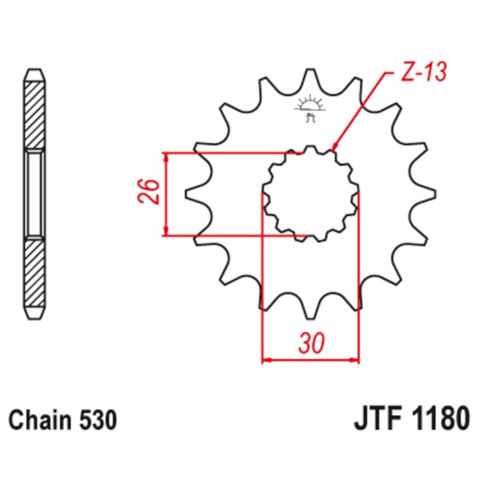 Звезда ведущая JT sprockets JTF1180-18, цепь 530, 18 зубьев