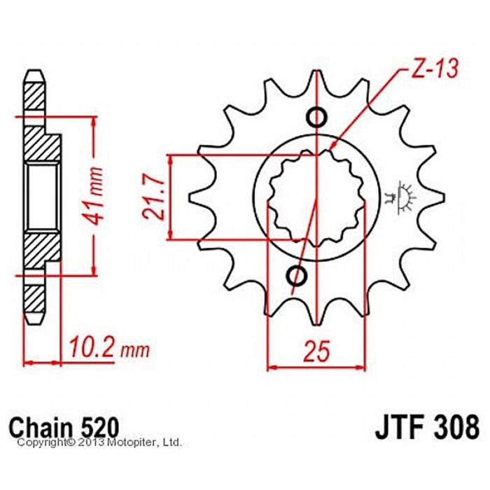 

Звезда ведущая JT sprockets JTF308-14, цепь 520, 14 зубьев