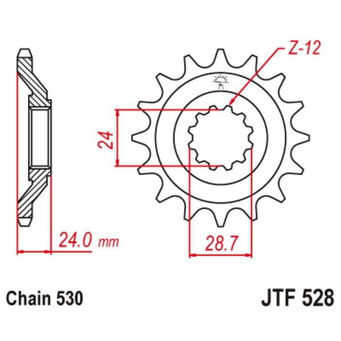 

Звезда ведущая JT sprockets JTF528-17, цепь 530, 17 зубьев