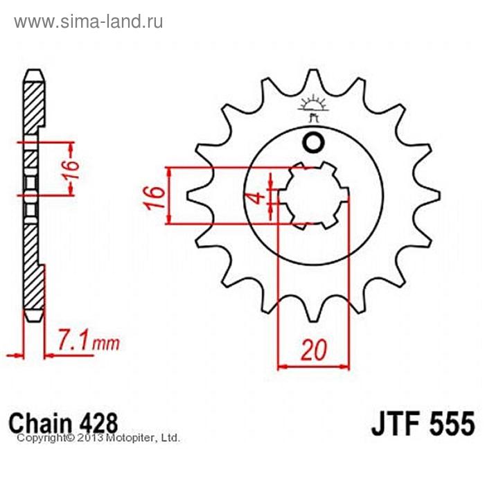 фото Звезда ведущая jt sprockets jtf555-15, цепь 428, 15 зубьев