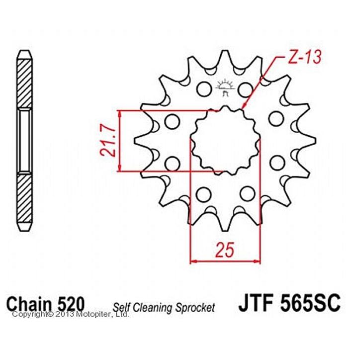 

Звезда ведущая JT sprockets JTF565-13SC, цепь 520, 13 зубьев