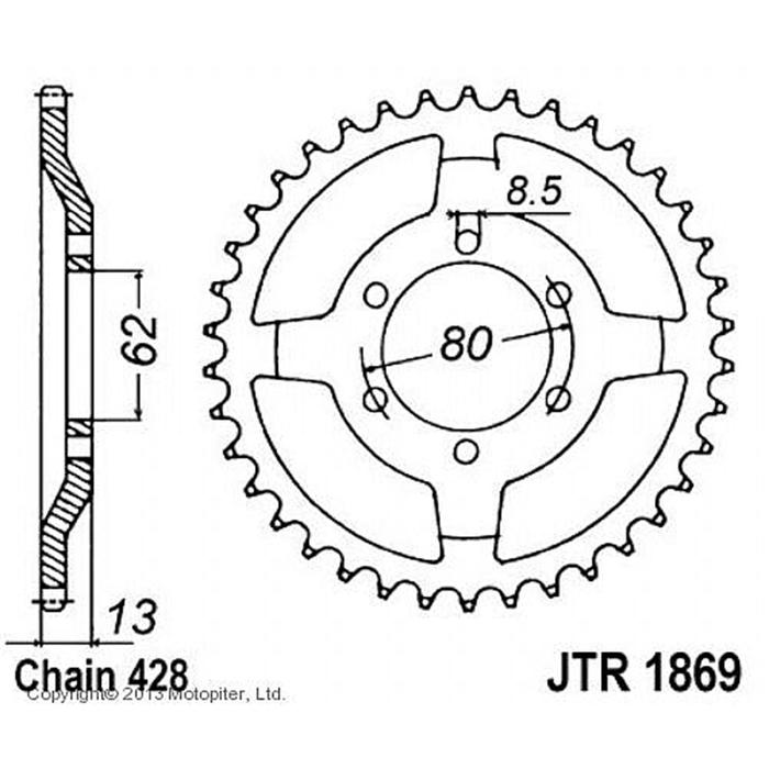 

Звезда ведомая JT sprockets JTR1869-45, цепь 428, 45 зубьев