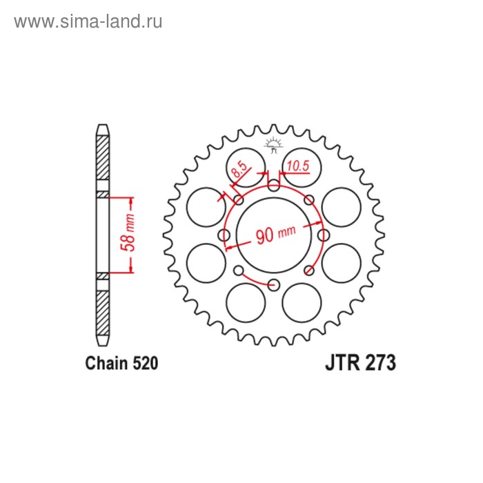 

Звезда ведомая JT sprockets JTR273-45, цепь 520, 45 зубьев