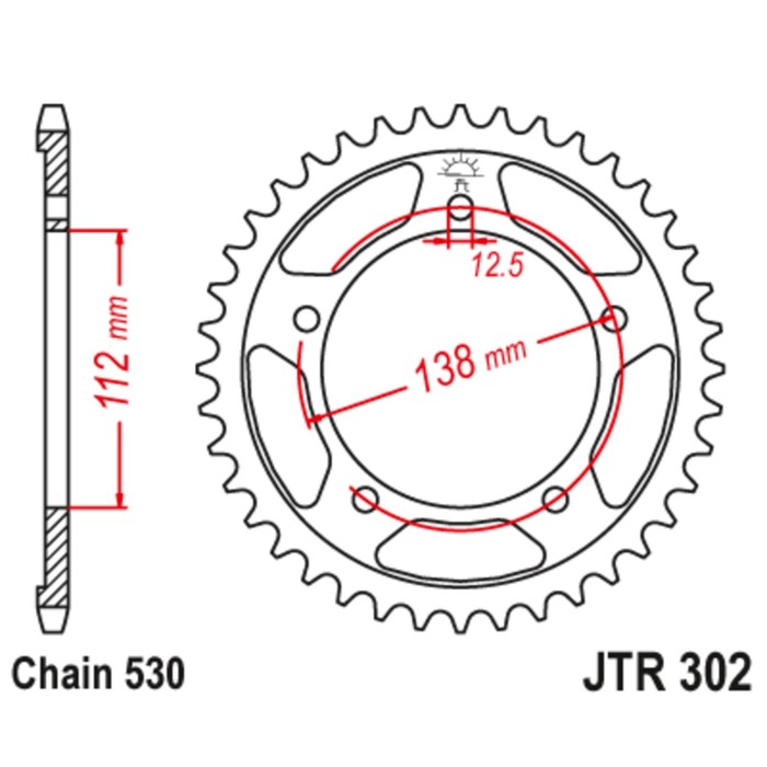 

Звезда ведомая JT sprockets JTR302-42, цепь 530, 42 зубья