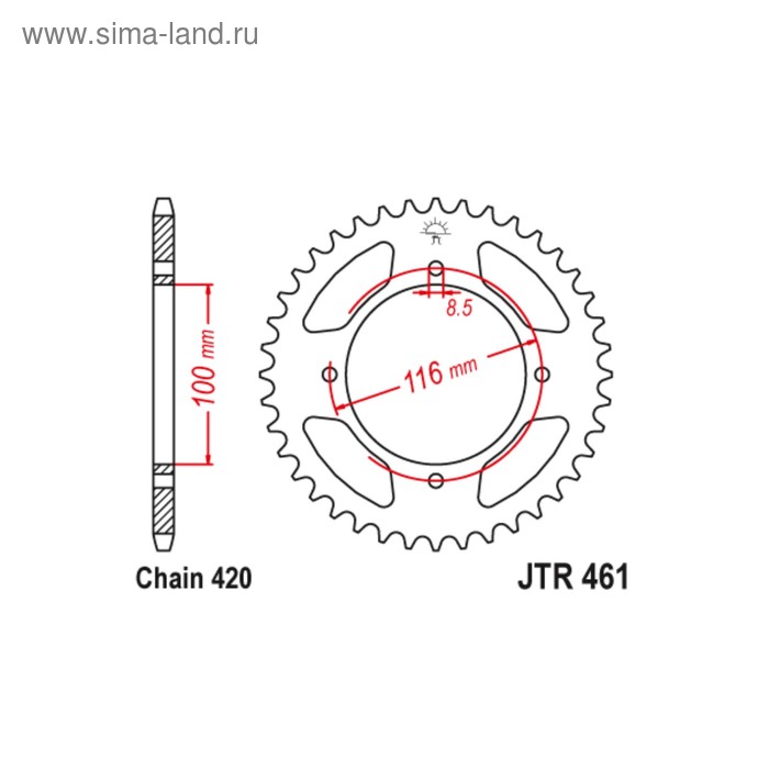 

Звезда ведомая JT sprockets JTR461-49, цепь 420, 49 зубьев