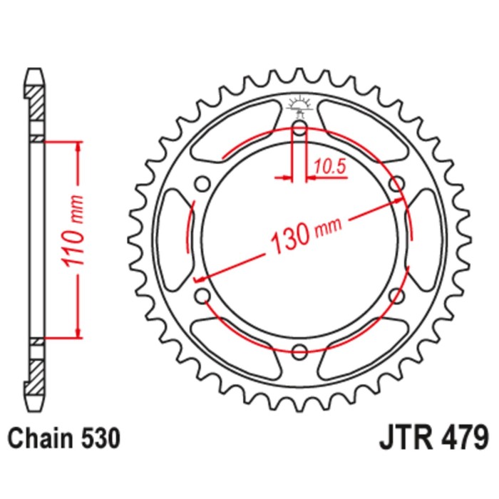 фото Звезда ведомая jt sprockets jtr479-41, цепь 530, 41 зубье