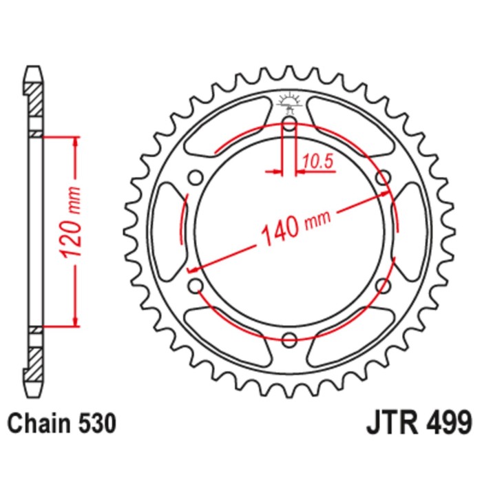 

Звезда ведомая JT sprockets JTR499-45, цепь 530, 45 зубьев