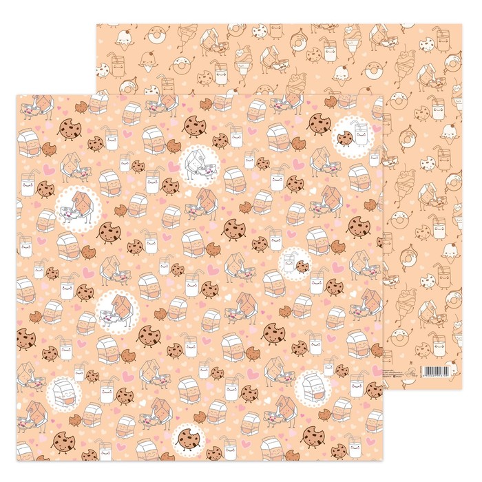 Бумага для скрапбукинга "Молочко с печенькой", 30.5х30.5 см