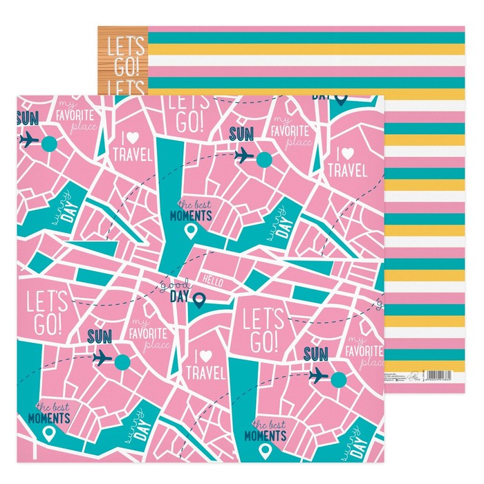 Бумага для скрапбукинга "Навстречу приключениям!", 30.5х30.5 см