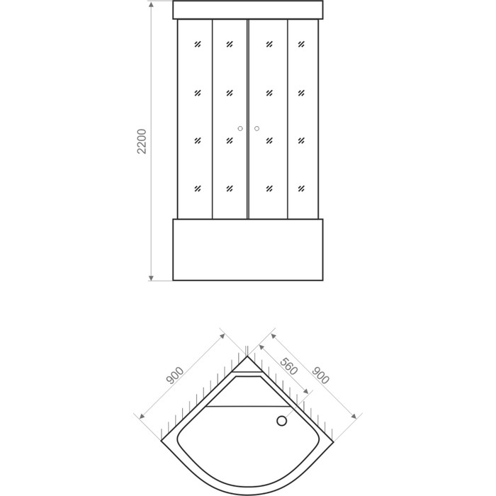 Душевая кабина DOMANI-SPA Delight 99 high, белая стеклянная задняя панель, без электрики