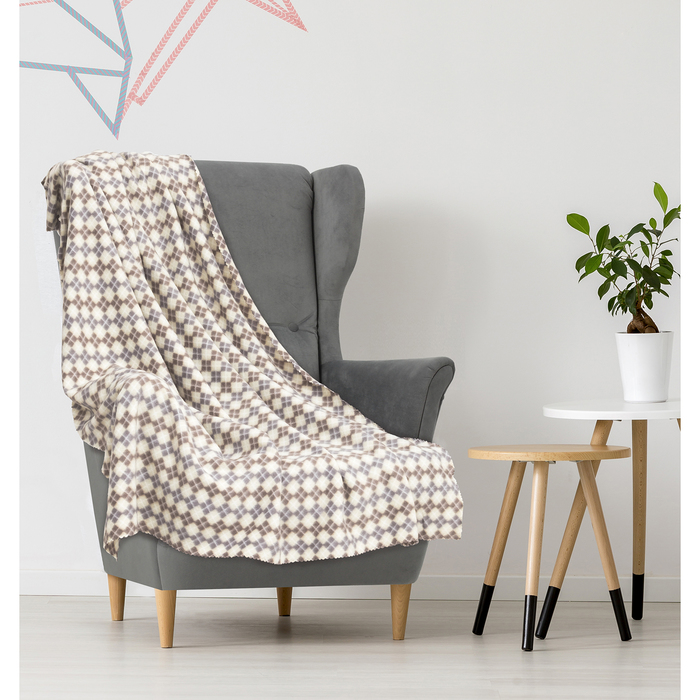 Плед "Экономь и Я" Коричневые ромбы 150х180 см, пл. 150 г/м², 100% п/э