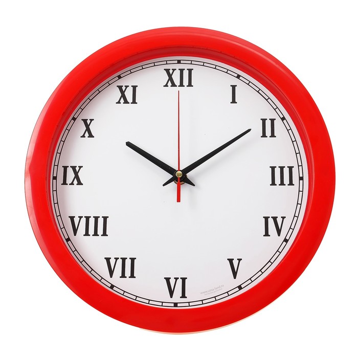 Часы настенные "Классика", римские цифры, красный обод, 28х28 см