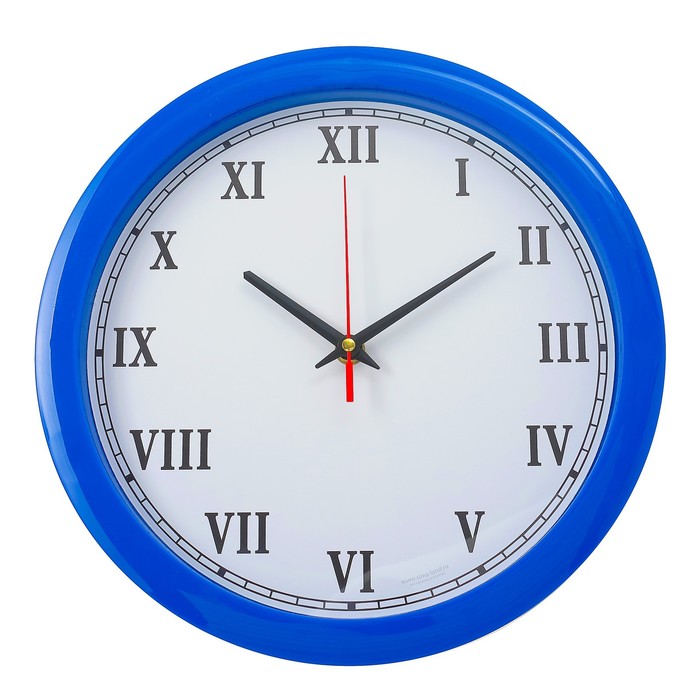 Часы настенные "Классика", римские цифры, синий обод, 28х28 см