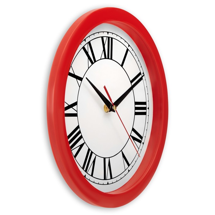 фото Часы настенные "классика", римские цифры, красный обод, 28х28 см соломон
