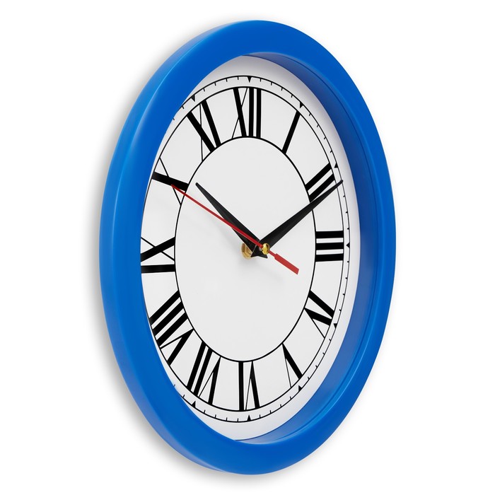 фото Часы настенные "классика", римские цифры, синий обод, 28х28 см соломон