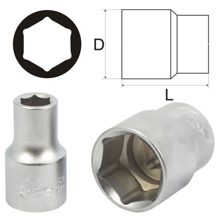 Головка торцевая MASTER, 6 мм, 1/4", 6-гранная