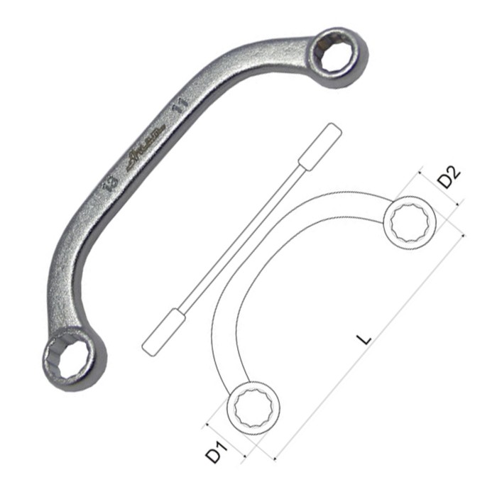 Ключ накидной MASTER, С-образный, 14х15 мм