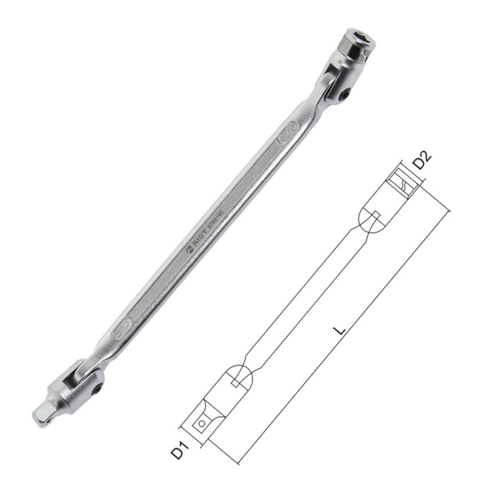 Ключ шарнирный AIST, двусторонний, 1/4"(F)х1/4"(M), L= 18,5 см