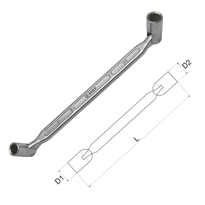 Ключ AIST, двусторонний, с шарнирными торцевыми головками, 10х11 мм
