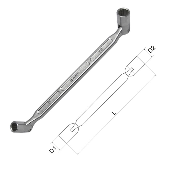 Ключ AIST, двусторонний, с шарнирными торцевыми головками, 12х13 мм