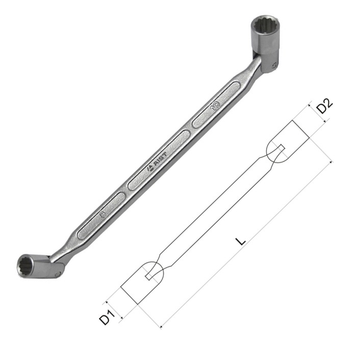 Ключ AIST, двусторонний, с шарнирными торцевыми головками, 14х15 мм
