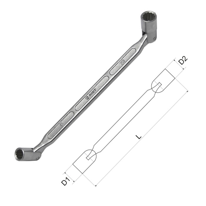 Ключ AIST, двусторонний, с шарнирными торцевыми головками, 17х19 мм