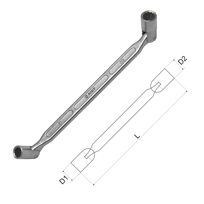 Ключ AIST, двусторонний, с шарнирными торцевыми головками, 18х19 мм