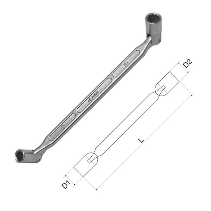 Ключ AIST, двусторонний, с шарнирными торцевыми головками, 8х9 мм