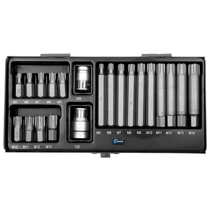 Набор бит AIST, с держателями 3/8", 1/2", в металлическом кейсе, RIBE, 21 предметов