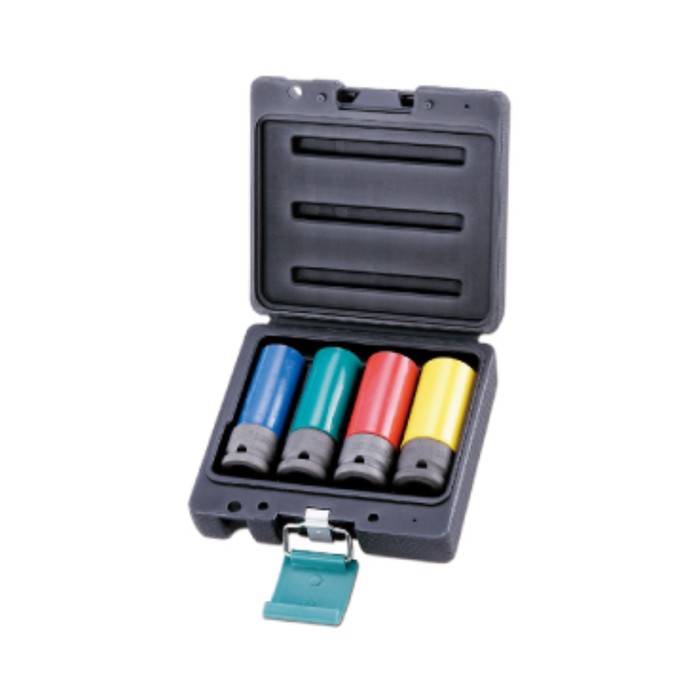 Набор головок AIST, 6-гранный, глубокие магнитные, ударные, 1/2", пластиковый кейс, 4 предмета 312