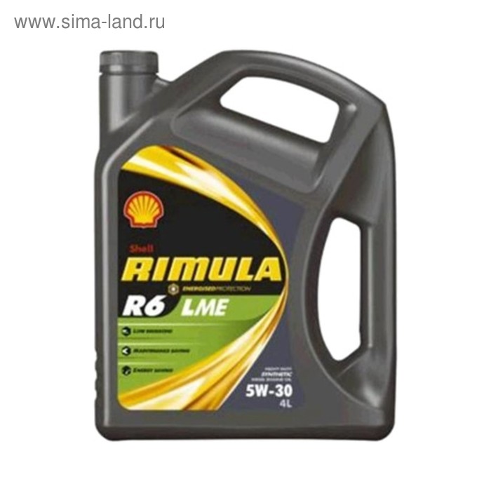 фото Масло моторное shell helix rimula r6 lme 5w-30, lrim056b11, 4 л