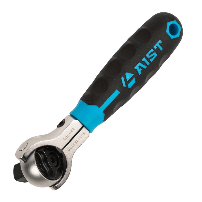 Трещотка AIST, 1/2", резино-пластиковая рукоядка, шарнирная головка, L= 16 см, 72 зуба