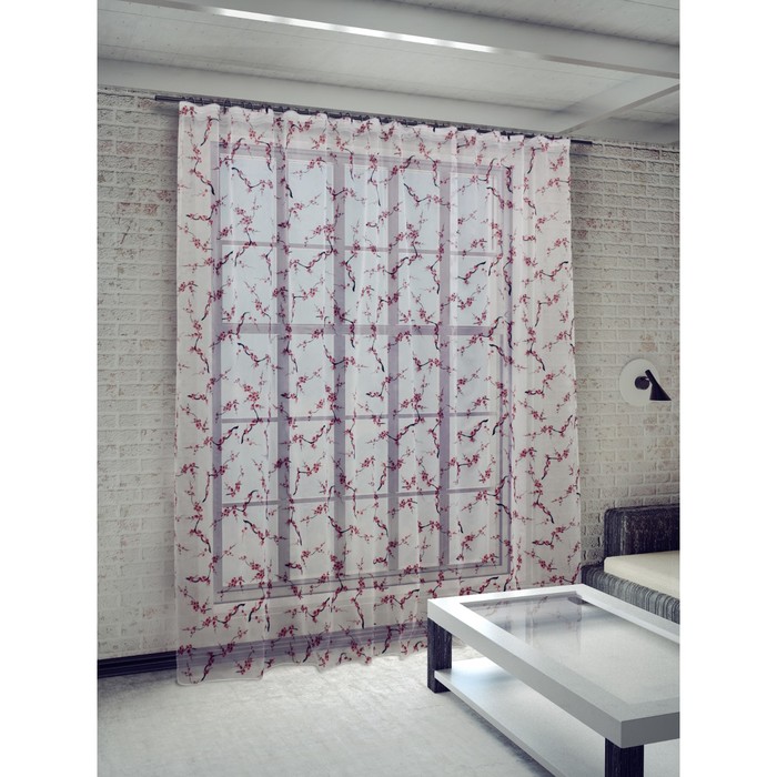 Тюль Сакура, ш. 300 х в. 260 см, красный, 100% полиэстер