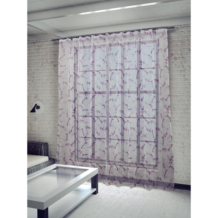 Тюль Сакура, ш. 300 х в. 260 см, сиреневый, 100% полиэстер