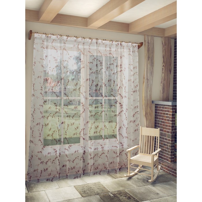 Тюль Сакура, ш. 300 х в. 260 см, тёмно-розовый, 100% полиэстер