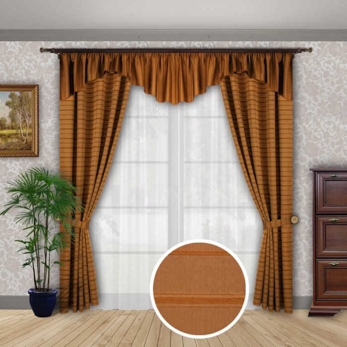 Шторы "Нежность" 150х260 см-2 шт., ламбрекен 50х500 см, цвет 785