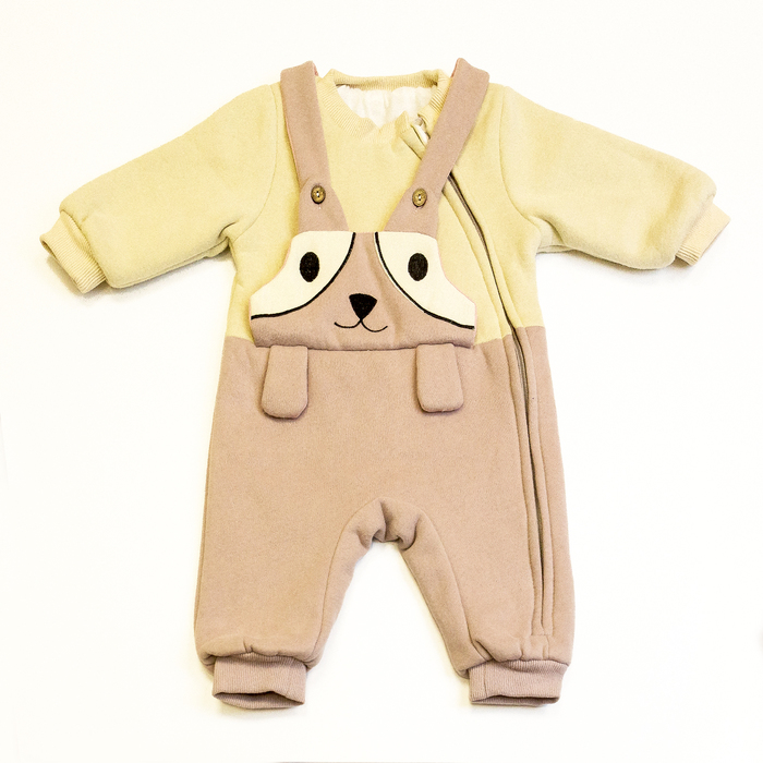 Комбинезон детский "Подтяжки", рост 90 см, цвет бежевый