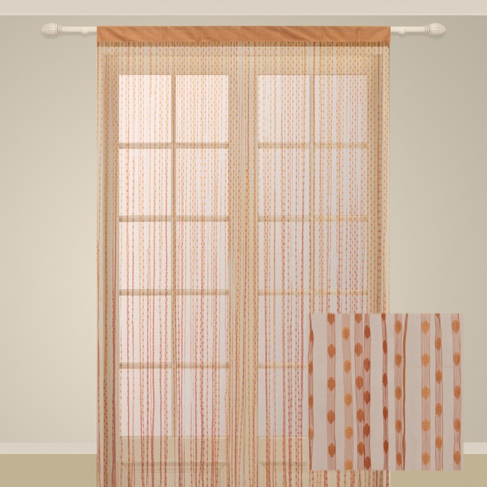 Гардина, ш. 150 х в. 290 см, кирпичный, 100% полиэстер