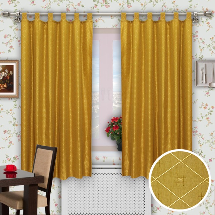 Шторы кухонные "Поло", размер 150х200 см-2 шт. цвет 755