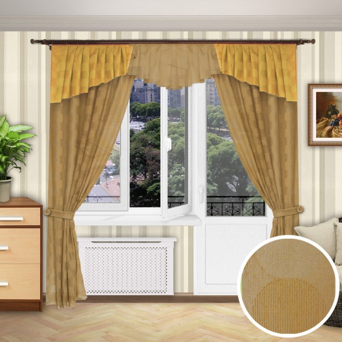 Шторы "Романс", 150х260 см-шт., ламбрекен 70х500 см, цвет 778