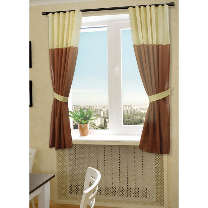 Комплект штор Фрона, ш. 145 х в. 180 см, терракот-песочный, 100% полиэстер