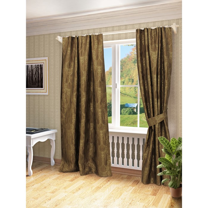 Комплект штор Эви, ш. 145 х в. 260 см, коричневый, 100% полиэстер