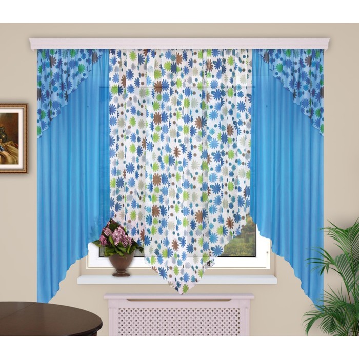 Шторы кухонные "Секрет", 150х180 см-2 шт., 160х280 см-1 шт. цвет 142