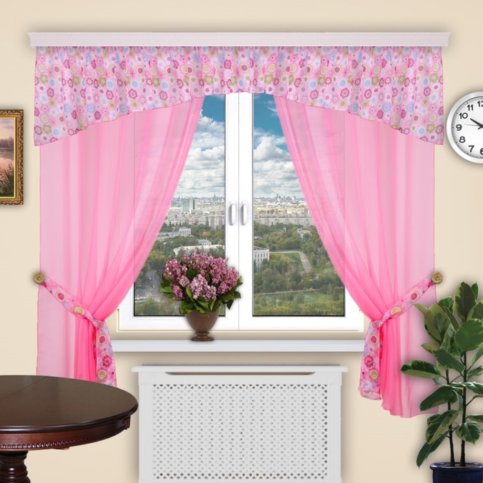 Шторы "Сказка", 150х200 см-2 шт., ламбрекен 70х500 см, цвет 144