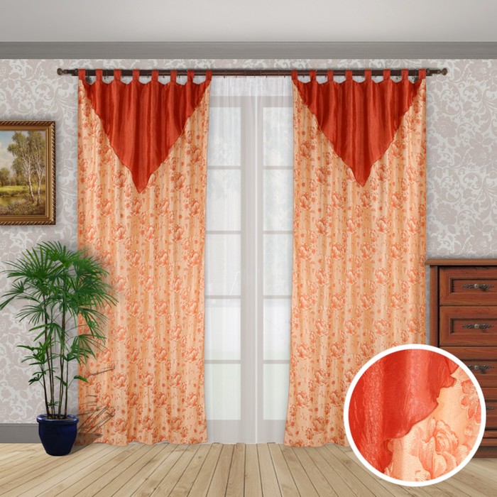 Шторы "Трио", размер 150х260 см-2 шт., тюль 260х300 см-1 шт. цвет 37