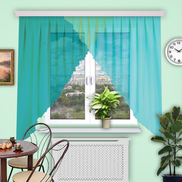 Штора для кухни "Дуэт лайт", размер 160х400 см-1 шт., цвет 7