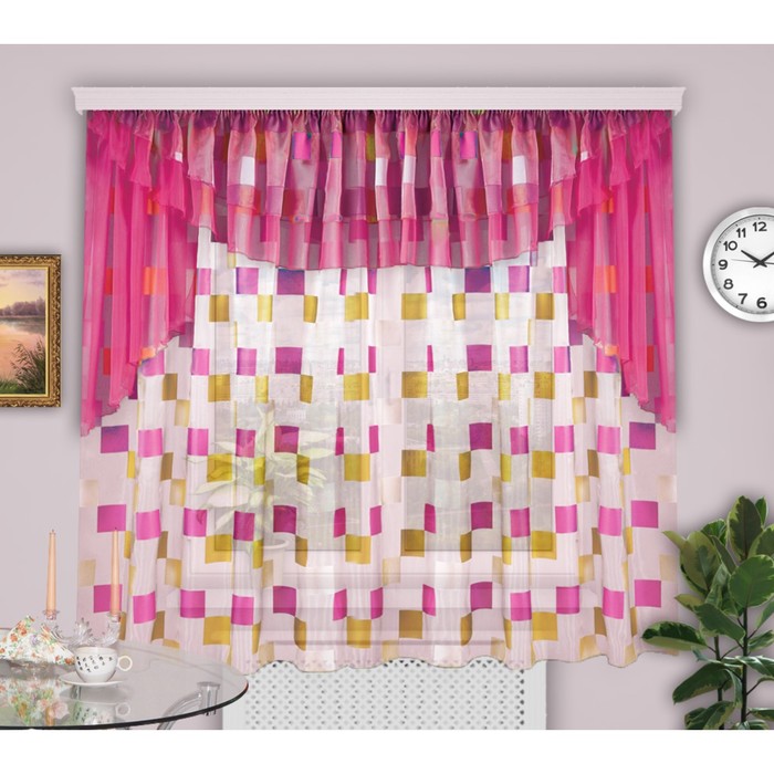 Шторы кухонные "Вальс", 200х300 см-1 шт., ламбрекен 50х300 см цвет 2